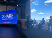 Congressman Garcia speaking at O'Hare Airport